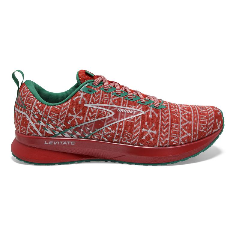 Brooks Levitate 5 Road Running Shoes - Men's - Red/White/Green (81295-QDSZ)